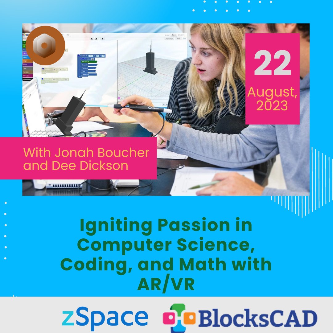 You don't want to miss our zSpace/BlocksCAD webinar on August 22nd with Jonah Boucher and Dee Dickson! Sign up here: info.zspace.com/coding-math-3d…