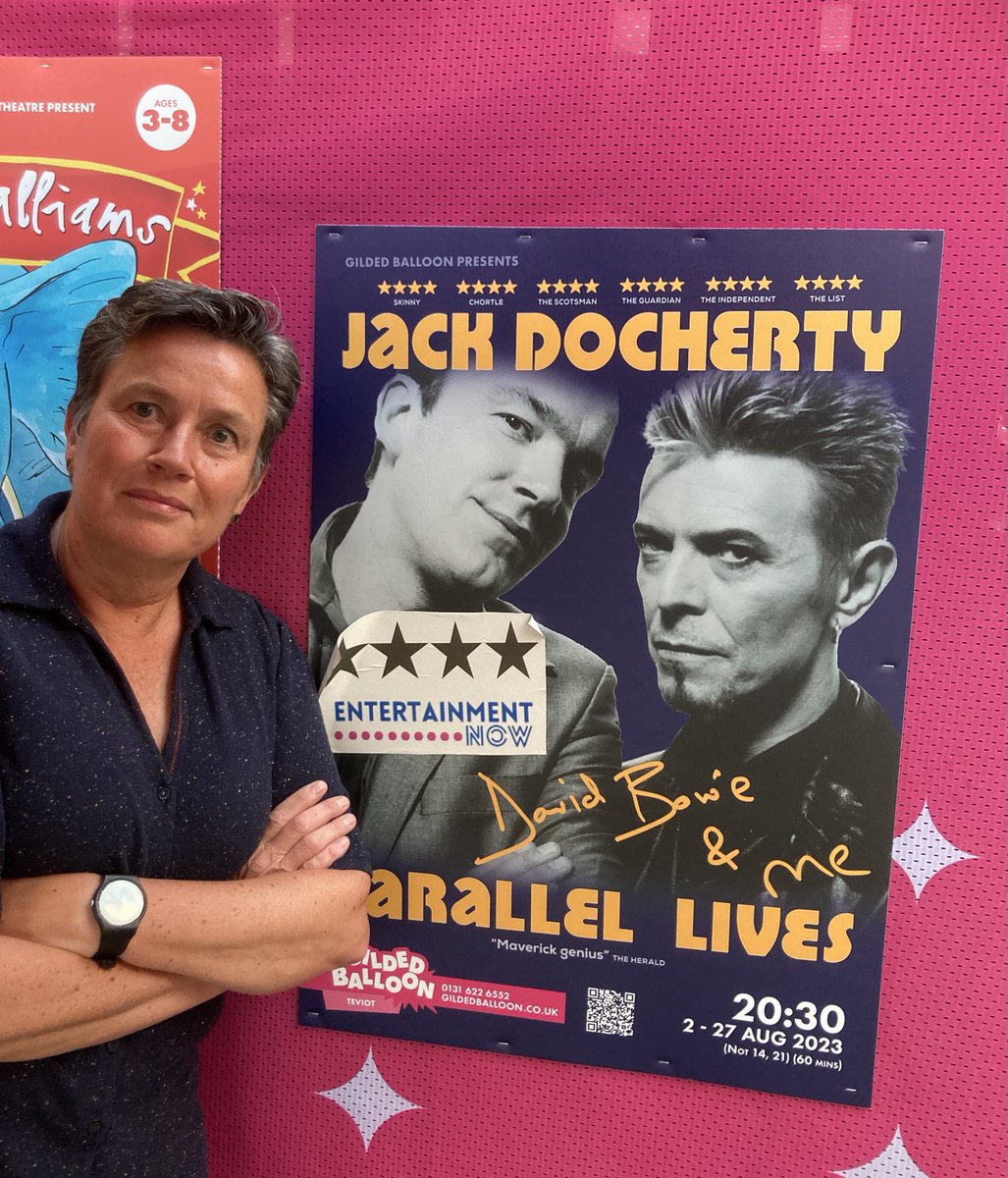 ⁦I may not have tweeted positively enough about @mrjackdocherty ⁩’s current EXCELLENT Fringe show. But I proudly posed for this photo. Even although the otherwise accurate portrayal of his teenage years contains no reference to his only sibling. Go! It’s really not bad.