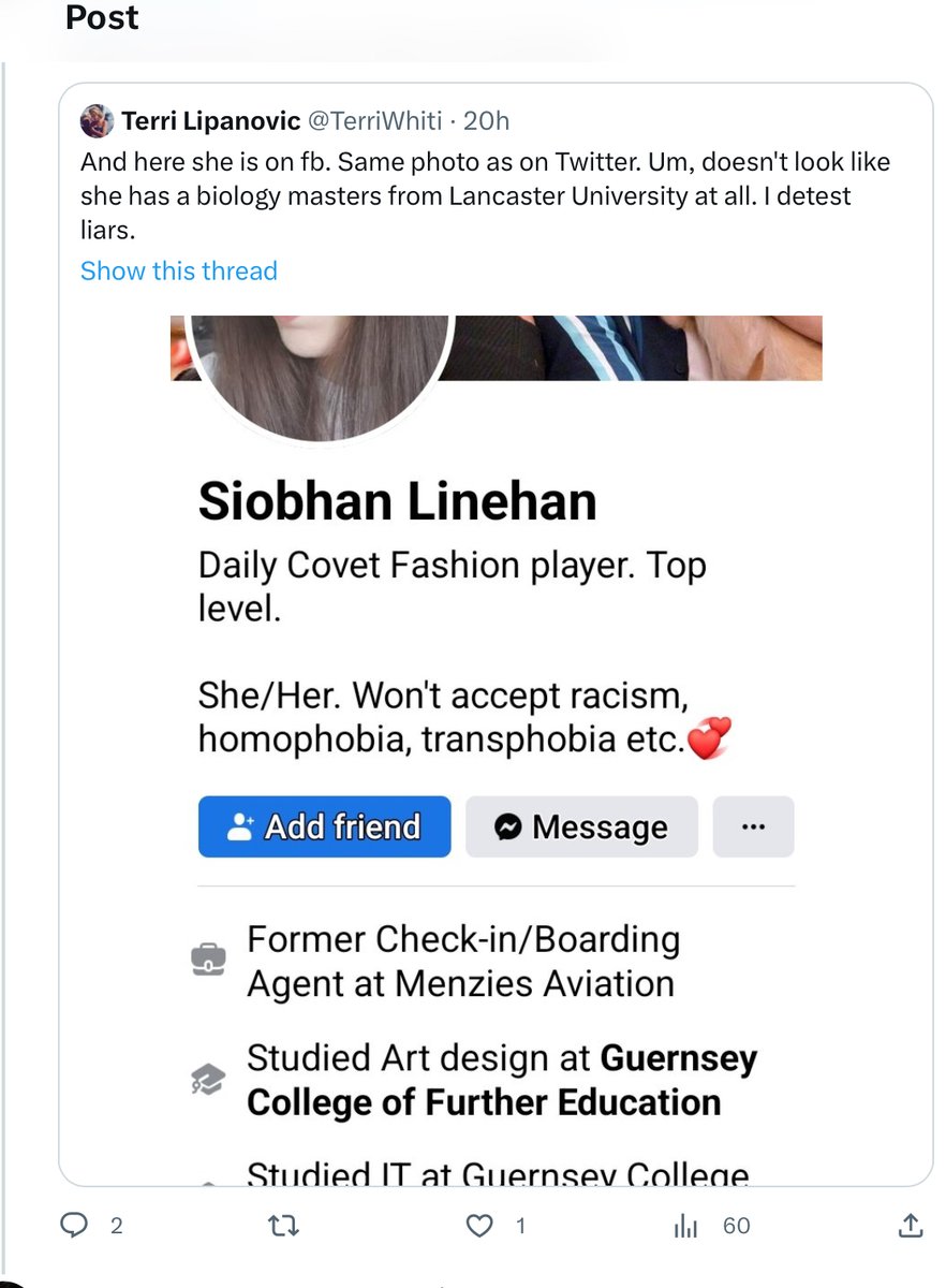 MrsRdeWinter's tweet photo. @slinehan1 @cheekyniknowit No biology degree here.
Stupid AND a liar. Quelle surprise. 
You keep lying to yourself pet that TWAW. 
Even liars must realise how the tide is turning, more people are peaked daily, women are reclaiming sports!
You keep pandering to men though love. Leave the real  work to women https://t.co/qxBMSXKCse