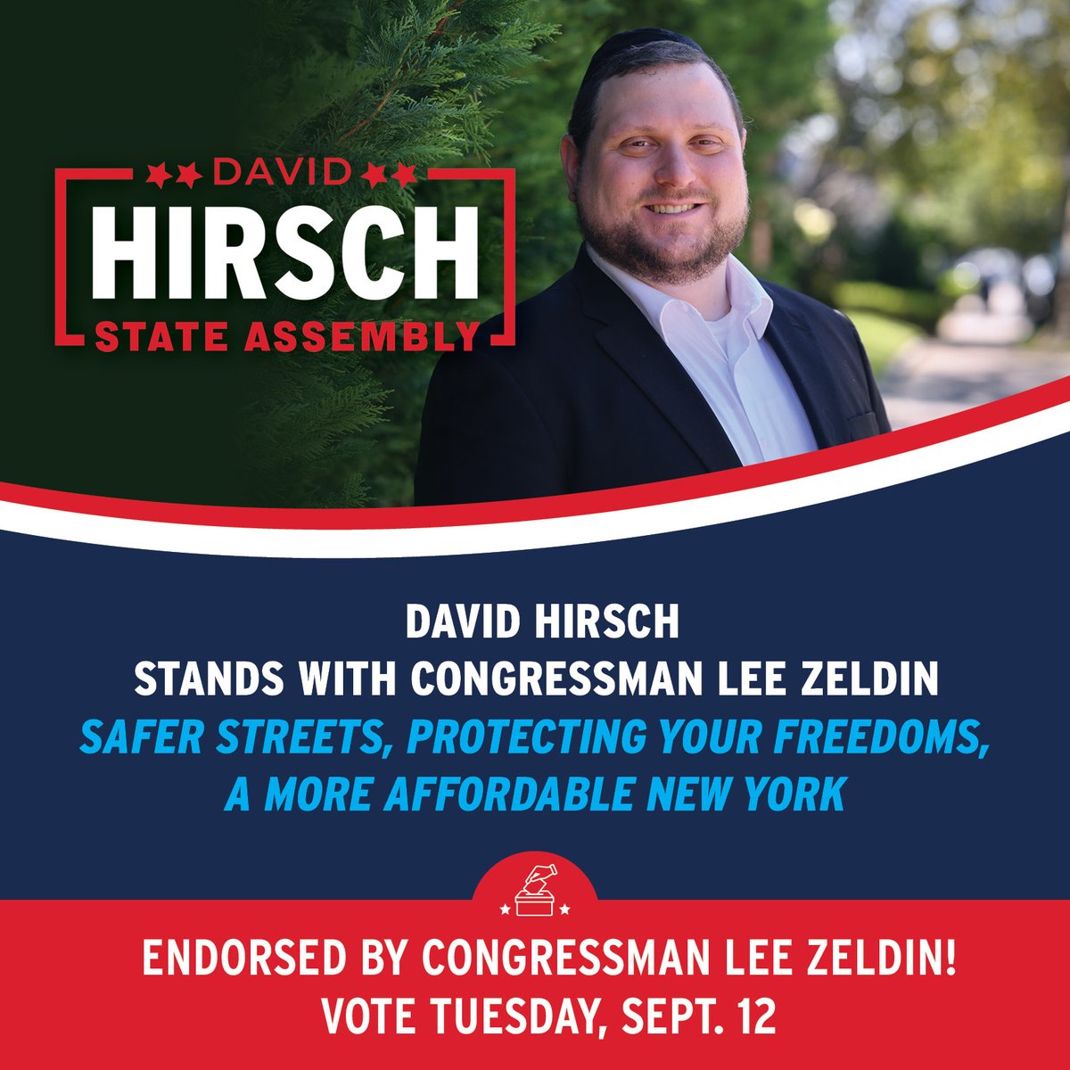 David Hirsch (@hirsch4ny) on Twitter photo I am honored to have <a href="/LeeMZeldin/">Lee Zeldin</a> support and confidence in this race. I met him many times during his run for governor, and stand with him on the issues important to our communities. I am honored to have <a href="/LeeMZeldin/">Lee Zeldin</a> support and confidence in this race. I met him many times during his run for governor, and stand with him on the issues important to our communities.