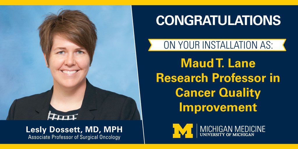 What an honor to formally install @leslydossett as the inaugural Maud T. Lane Research Professor in Cancer Quality Improvement.

Congratulations!