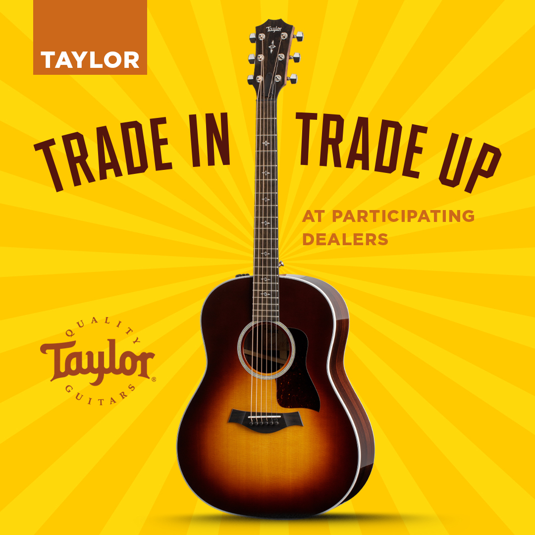 We've teamed up with @TaylorGuitars to make it even easier to get your hands on the Taylor you've had your eye on! For a limited time, get up to $200 in extra trade-in value when trading in guitars toward a guitar from the American Dream series or above. bit.ly/3zkmbZr