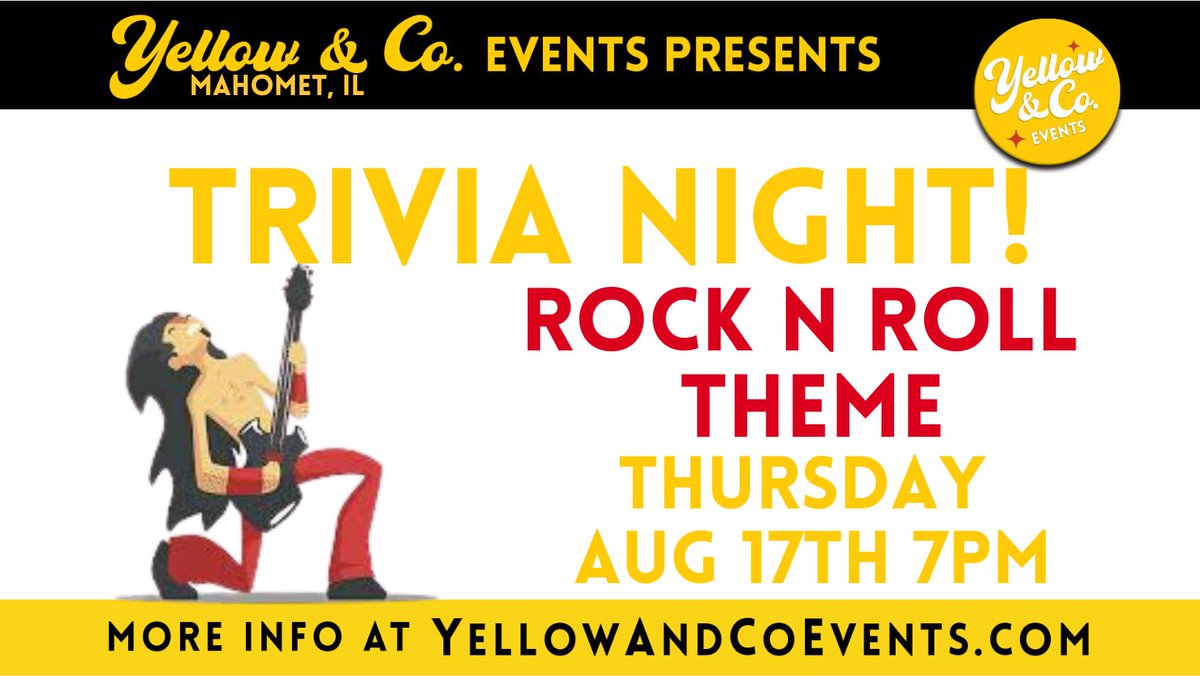 Only a couple team spots left for tonight's Trivia Night! Been a busy week, maybe stressful getting ready to get the kids back to school. You deserve a fun night out! Come to Yellow &amp; Co. for drinks and fun trivia, AND chance to win cash! sign up at yellowandcoevents.com