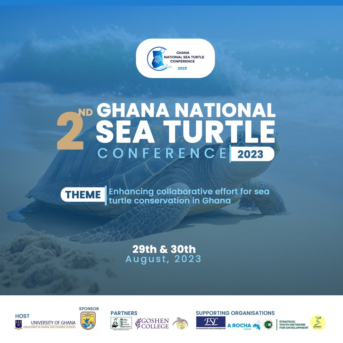 Ghana's 550km coastline coastal waters provides nesting & habitats for sea turtle species. Join us at the 2nd Ghana National Sea Turtle Conference on Aug. 29th & 30th to dive into the threats, conservation efforts on Ghana's sea turtles 
#SeaTurtleConferenceGH #SaveTheTurtles