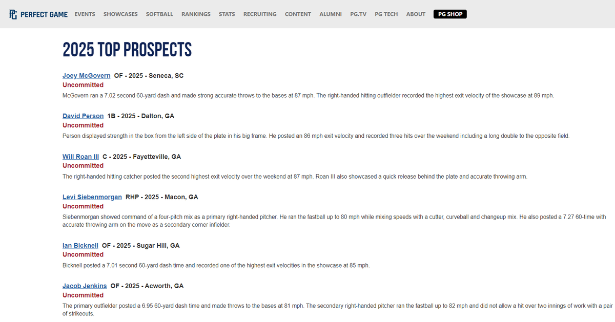 Jacob Jenkins (@jacobjenkins25) on Twitter photo Thank you, <a href="/PG_Scouting/">Perfect Game Scout</a>, for the write-up. It was awesome to be around so many talented guys at the SE Showcase and shout out to the PG staff who were incredible despite crazy hot temps and storms. <a href="/PG_Georgia/">Perfect Game Georgia</a> <a href="/ahsbucsbaseball/">Allatoona Baseball</a> <a href="/GTBaseball/">Georgia Tech Baseball</a> <a href="/KSUOwlsBaseball/">Kennesaw State Baseball</a> <a href="/caseylinch7/">Casey Linch</a> Thank you, <a href="/PG_Scouting/">Perfect Game Scout</a>, for the write-up. It was awesome to be around so many talented guys at the SE Showcase and shout out to the PG staff who were incredible despite crazy hot temps and storms. <a href="/PG_Georgia/">Perfect Game Georgia</a> <a href="/ahsbucsbaseball/">Allatoona Baseball</a> <a href="/GTBaseball/">Georgia Tech Baseball</a> <a href="/KSUOwlsBaseball/">Kennesaw State Baseball</a> <a href="/caseylinch7/">Casey Linch</a>
