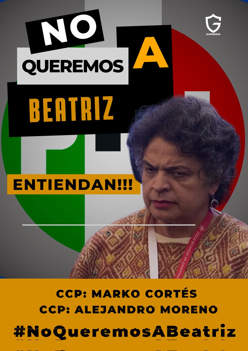 📢 <a href="/alitomorenoc/">Alejandro Moreno</a> <a href="/MarkoCortes/">Marko Cortés</a> más les vale respetar la voluntad de la ciudadanía, #NoQueremosABeatriz, queremos un cambio radical! Alguien cercano al pueblo, NO AL FORO DE SAO PAULO!

RT PARA QUE LES LLEGUÉ🙏

SIGUE AL BARÓN Y TE SIGO #LigaDeGuerreros #LagosDeMorenoLutoNacional