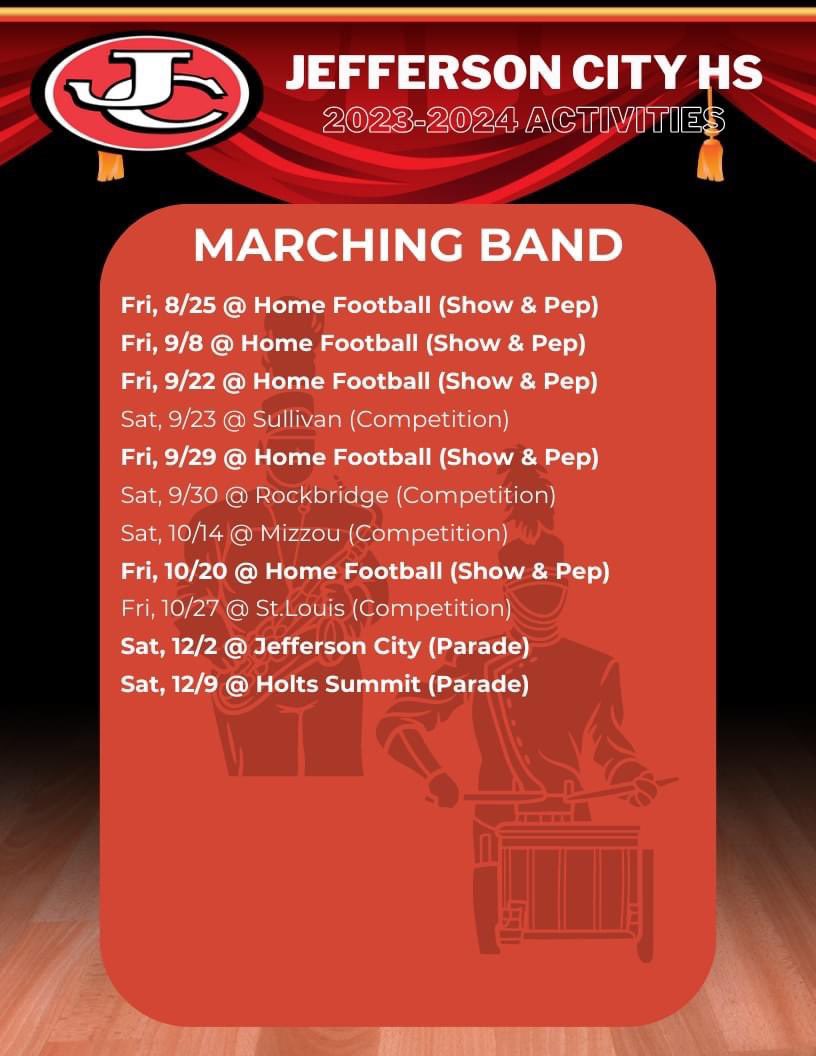 Support our Marching Band! The bold ones are home events!
