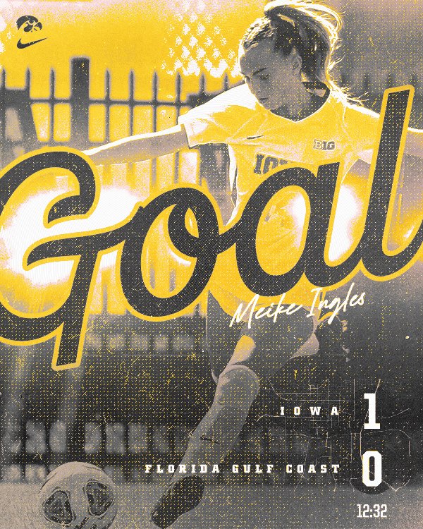 HawkeyeSoccer's tweet photo. 🗣️ 𝙂𝙊𝙊𝙊𝙊𝘼𝘼𝘼𝘼𝘼𝘼𝙇!

Meike Ingles puts the #Hawkeyes up early! https://t.co/nsOiIgpAzE