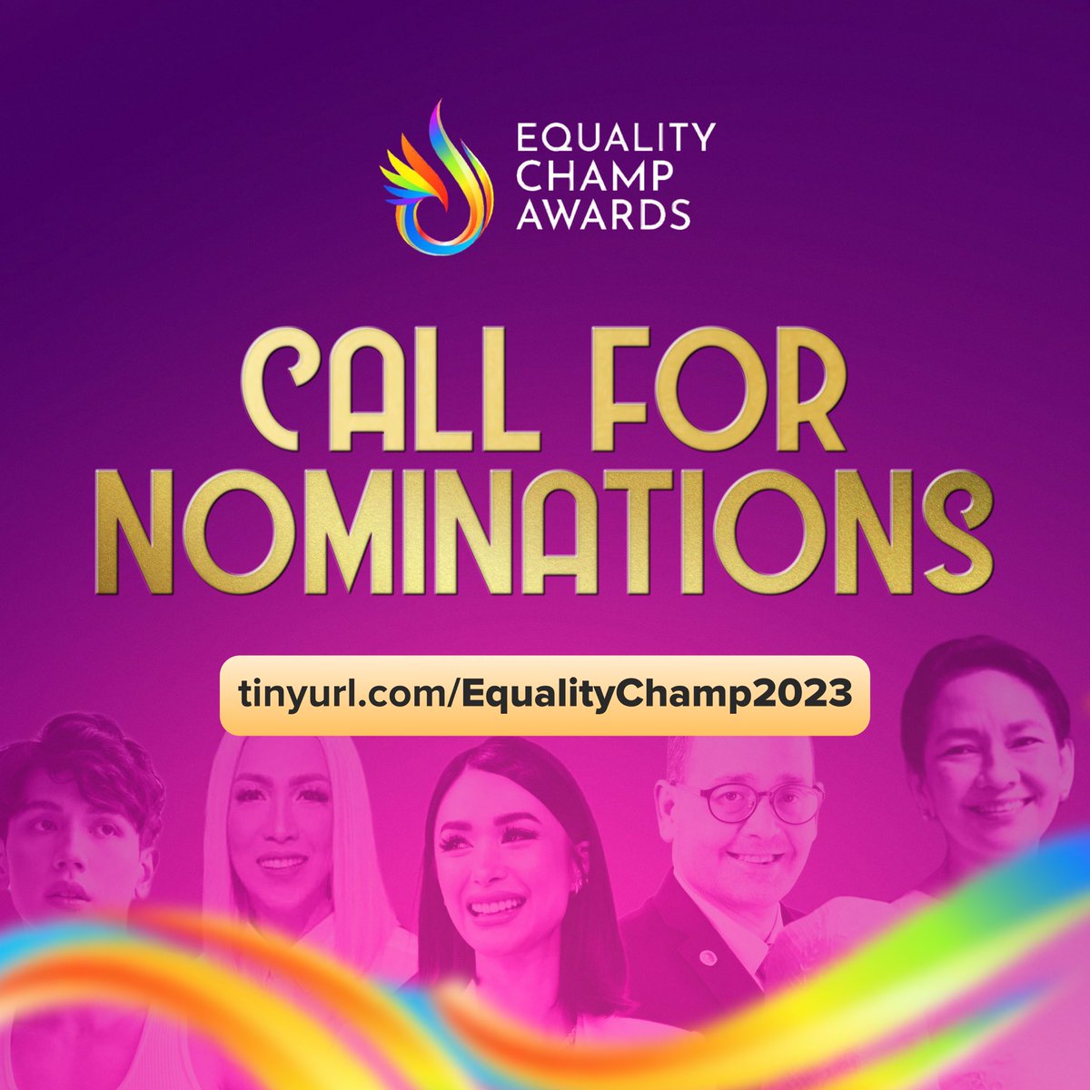 eqchampawards's tweet photo. 📣 NOMINATIONS ARE OPEN ‼️

We are looking for individuals, organizations, or institutions who have displayed outstanding dedication to advancing the rights and welfare of LGBTQI Filipinos ✊🏻🏳️‍🌈

Nominate your 2023 Equality Champions NOW at https://t.co/Cm9bzlfoP5 🌈 https://t.co/aBzcHa0Tkg
