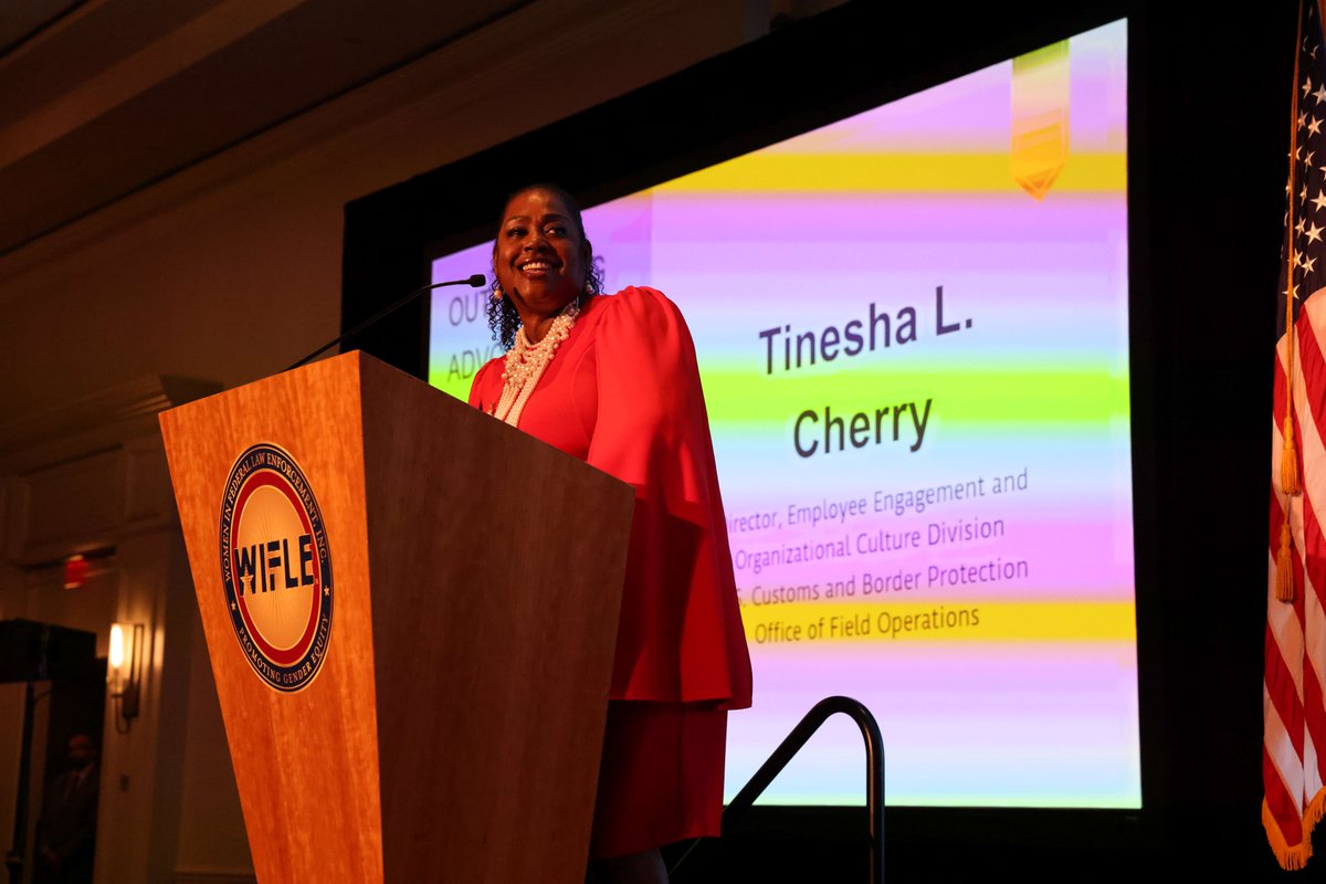 OFOEAC's tweet photo. Two of CBP’s finest recognized at #WIFLE 2023! Congrats EEOCD Director Tinesha Cherry for receiving the Outstanding Advocate for WIFLE and Agriculture Ops Mgr Sarah Williams for receiving the Elizebeth Smith Friedman Intell Award of Excellence.
Proud of these brilliant women! https://t.co/wuRnWI3OET