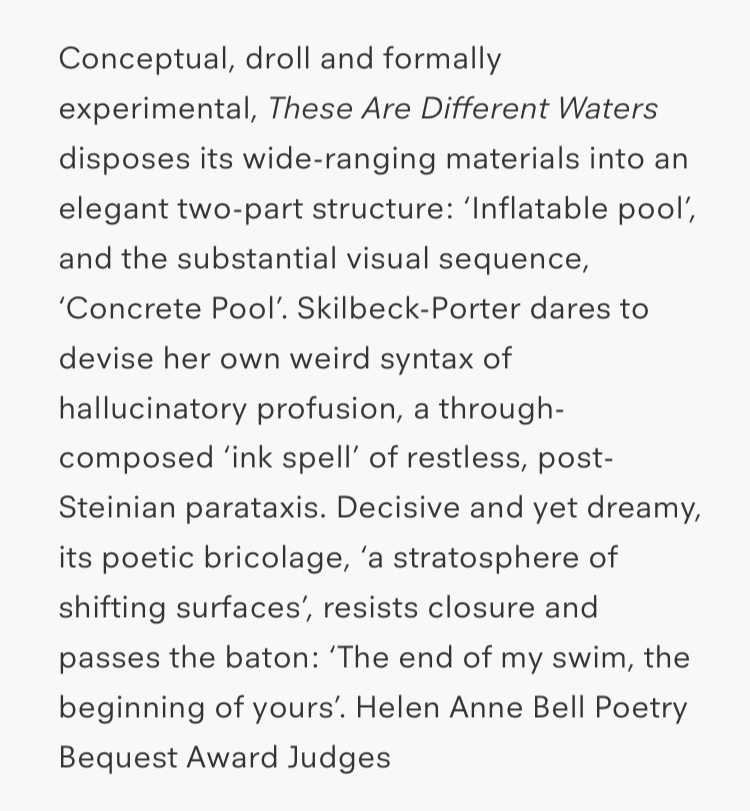ella__esp's tweet photo. My book of poetry &amp; visual poetry These Are Different Waters is out now with Vagabond Press 🌊💙🌊💙

The book collects poems written over a decade, loosely arranged around the motif of the municipal swimming pool.

https://t.co/ZWgxq68yr8 https://t.co/xn2ACwTdBb