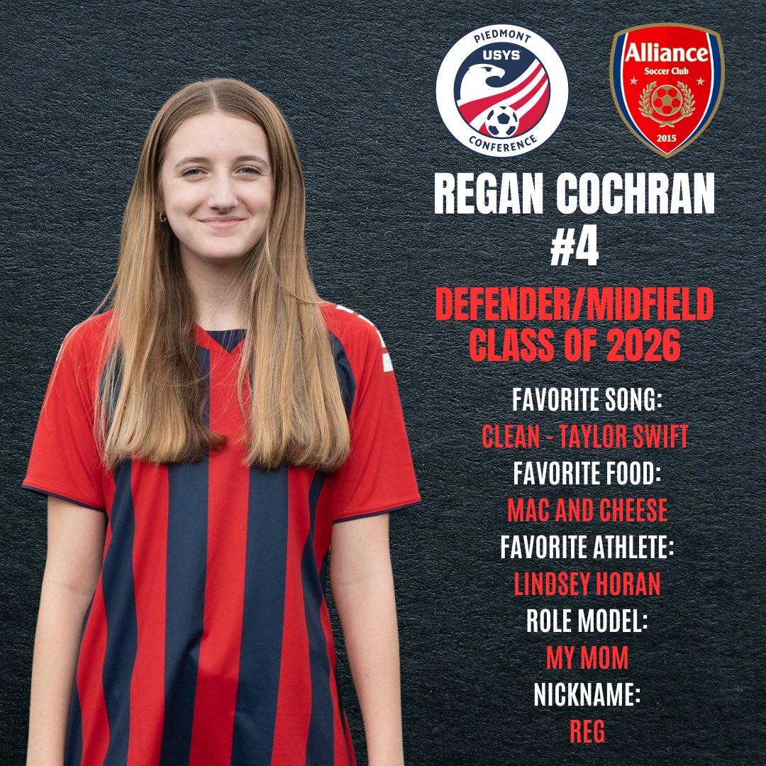 Welcome back Regan! ⚽️🔥 <a href="/ReganCochr27802/">Regan Cochran</a> 

#WeAreAlliance #NationalLeague #USYS #YouthSoccer #GirlsSoccer