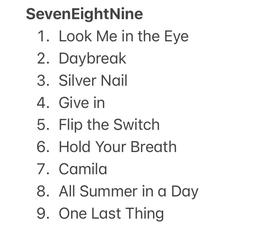 we finally know the tracklist for SevenEightNine