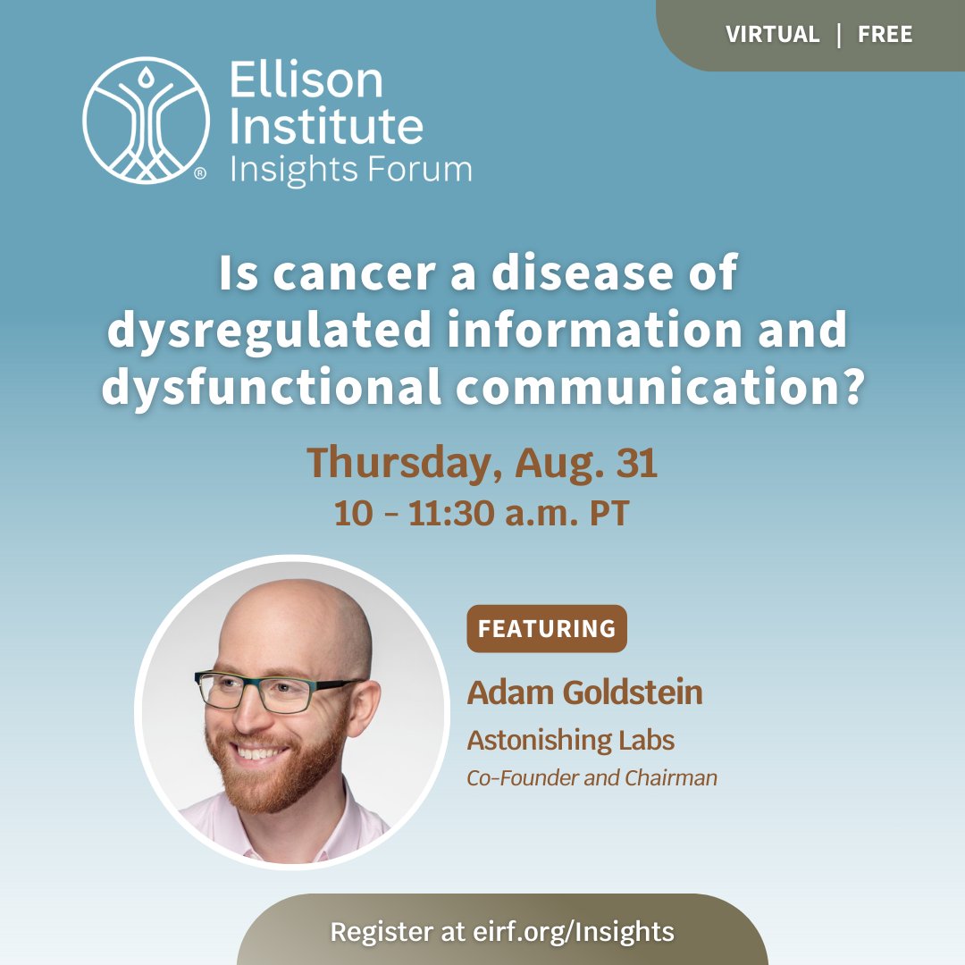 Adam Julian Goldstein (@adamjgoldstein) on Twitter photo Is cancer a disease of information? Hear my take eirf.org/Insights Is cancer a disease of information? Hear my take eirf.org/Insights