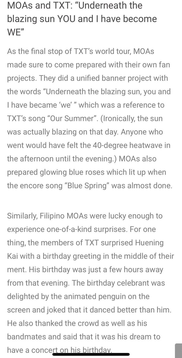 onedreamtxtph's tweet photo. Filipino MOAs making news! 🔥 All for TXT. 🩵 

Hug a MOA near you when you see them because you guys deserve it. 🫂 Thank you all again for your hardwork and for making the projects successful in your own little and big ways. https://t.co/Jd3sHXAKag