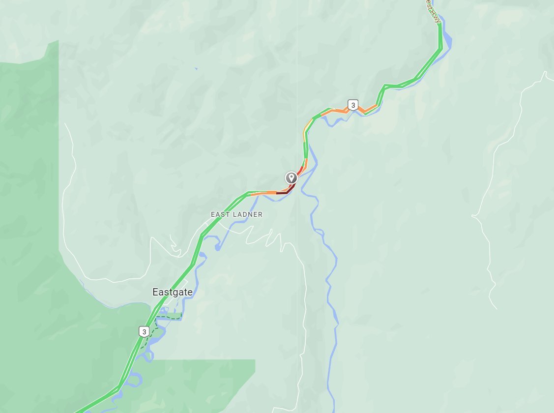 📡⚠️#BCHwy3 - Reports of a vehicle incident near Garrett Rd (east of #ManningPark) causing delays in both directions. RCMP on scene, highway crews en route. #HopeBC #PrincetonBC #EastGate