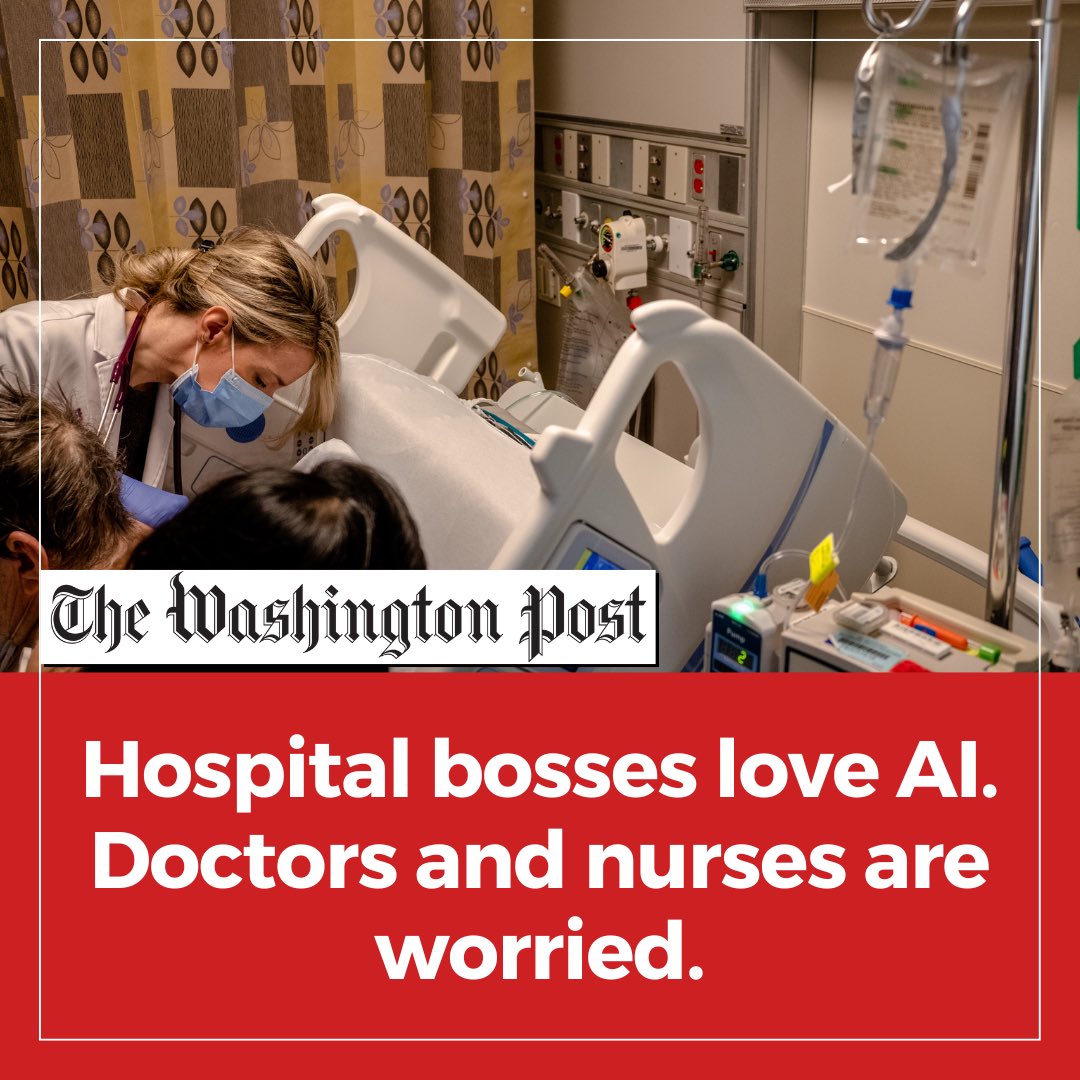 Instead of investing in hiring &amp; retaining nurses,  healthcare execs are hyping up unproven AI technology. "The [health care] industry really is helping people buy into all the hype so that they can cut back on their labor without any questions.” -<a href="/NationalNurses/">National Nurses United</a>’s Michelle Mahon