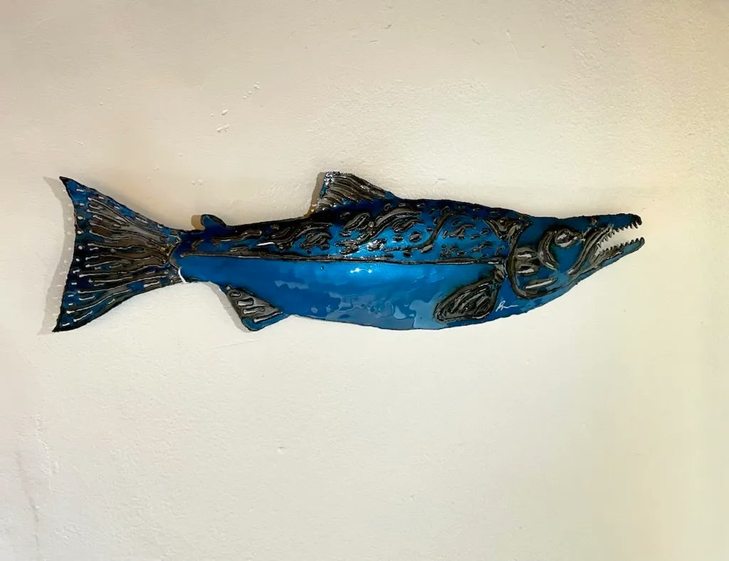 Attendees of tomorrow's live broadcast of Native America Calling will have the opportunity to take home this gorgeous piece of Alaska Native art. The sculpture was created from '96 Chevy truck. Artist: Robert Johnson, Kenai, AK RSVP here: eventbrite.com/e/native-ameri…