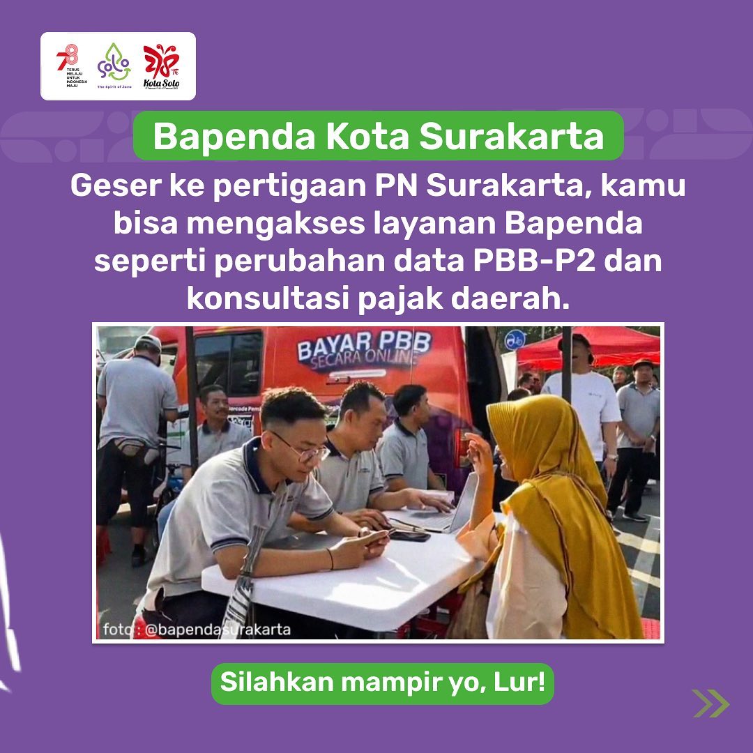 PEMKOT_SOLO's tweet photo. Siapa nih yang hari Minggu suka jalan-jalan di Solo Car Free Day?

Buat kamu yang hanya punya waktu akhir pekan saja untuk mengurus berbagai keperluan administrasi atau mau cari tahu tentang inovasi dan program dari Pemerintah Kota Surakarta, https://t.co/UyL3AlpTnc