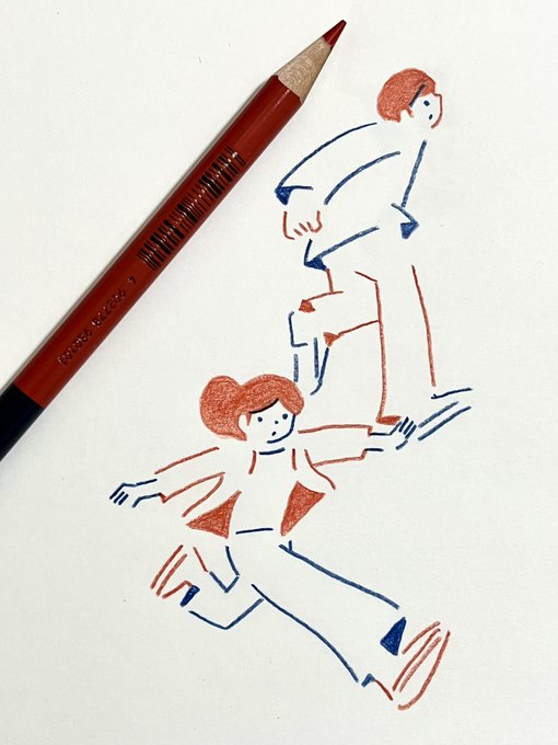 赤青鉛筆で描いています 