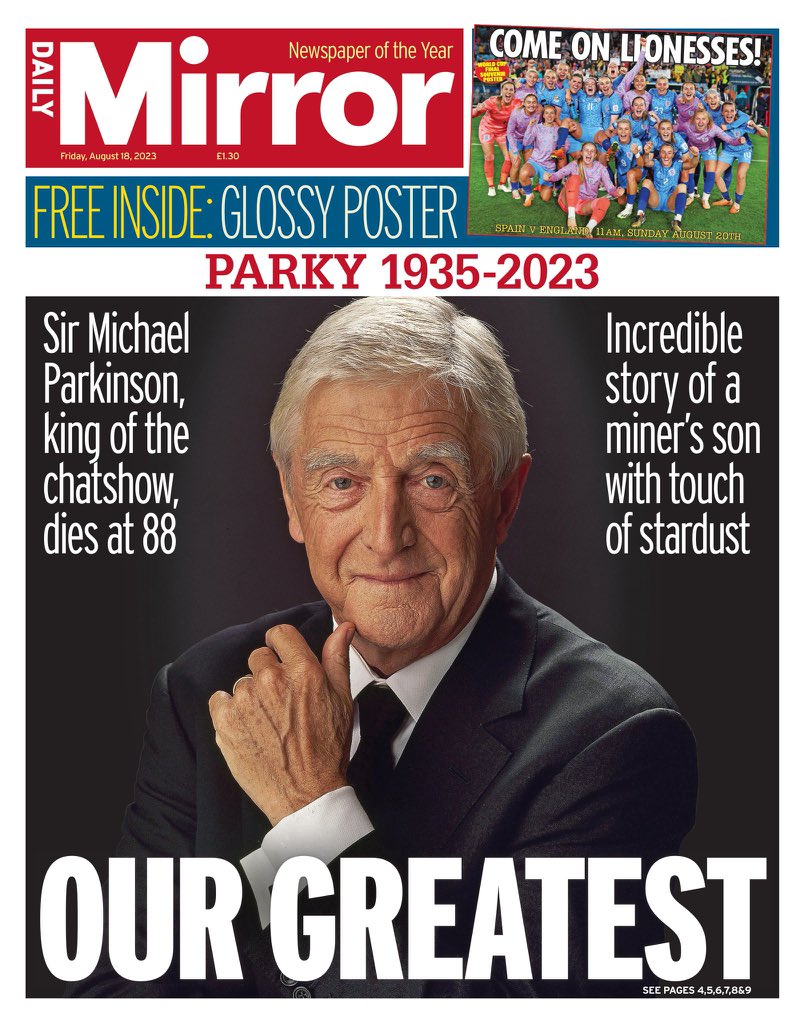 Michael Parkinson, you were brilliant. I’ll miss you terribly.
Now you and #DameEdna can resume your chats. He (she) is waiting for you with tips on how to make your show better.
😆😆
Thank you for your presence. @BBC  #Parky