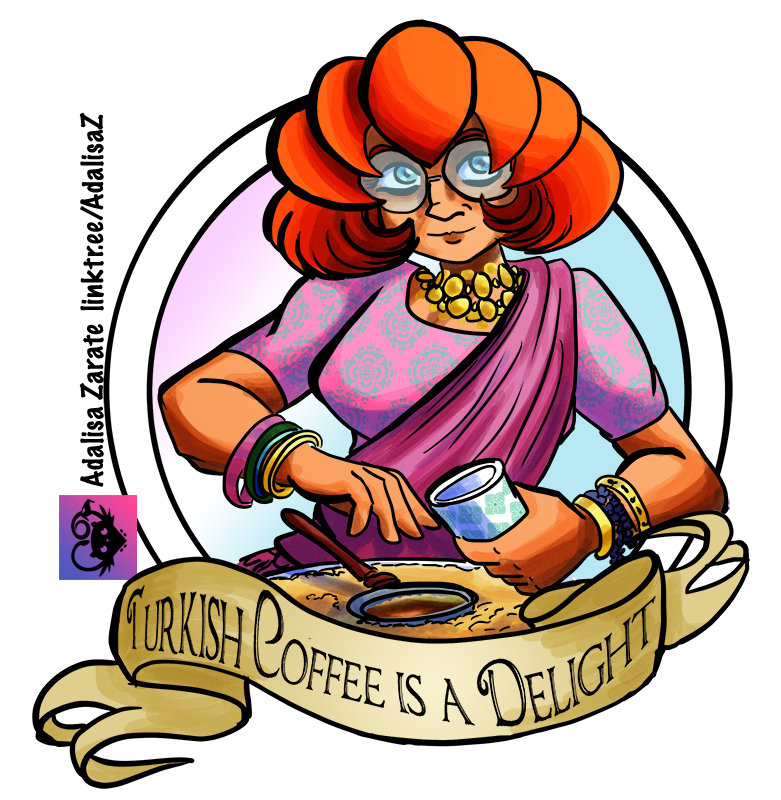 luxshine's tweet photo. Been a while since I post one of the #Coffee stickers of #Buildingblockswebcomic , so here is Raphael, reminding us that #Turkishcoffee is the real turkish delight! https://t.co/bvyAHW218T