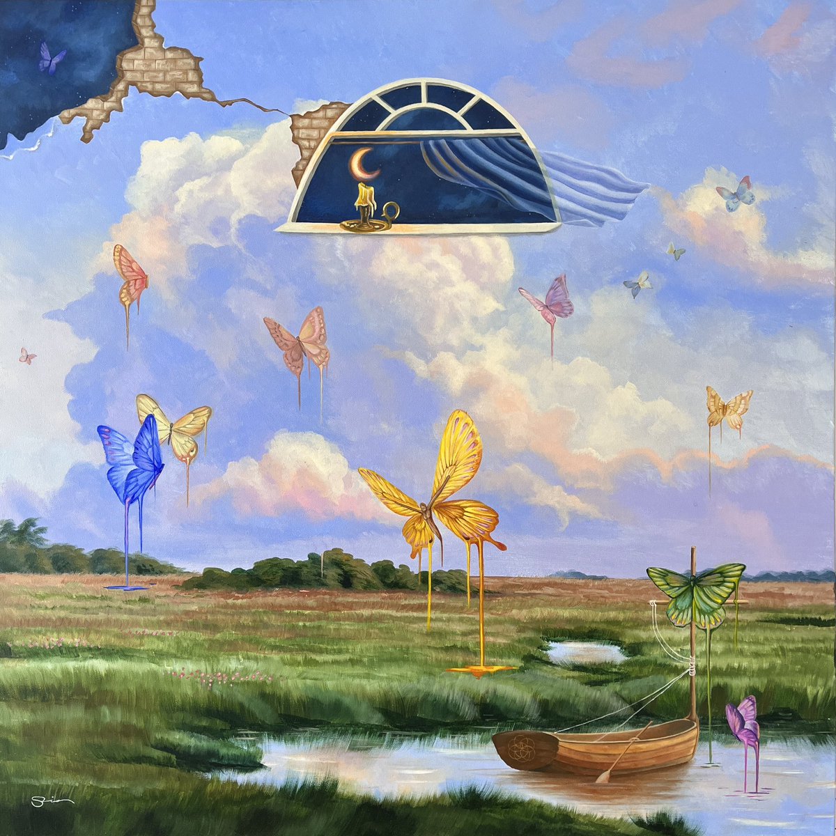 sincerelyart's tweet photo. The Melting Butterflies 
acrylic on canvas, enjoy the surrealism https://t.co/fdKomxQlVo