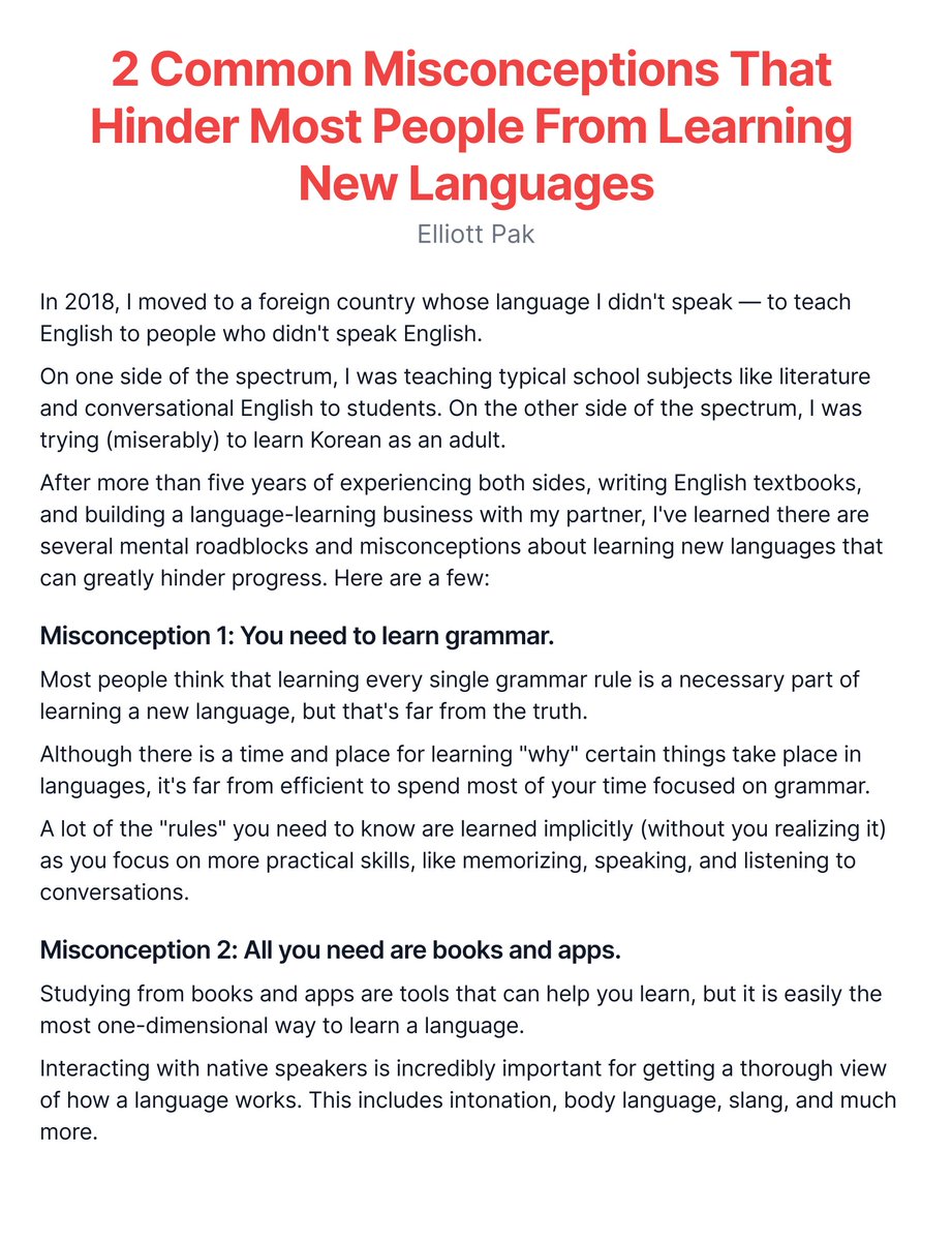elliottpak's tweet photo. 2 Common Misconceptions That Hinder Most People From Learning New Languages https://t.co/QyOwpFZI5H