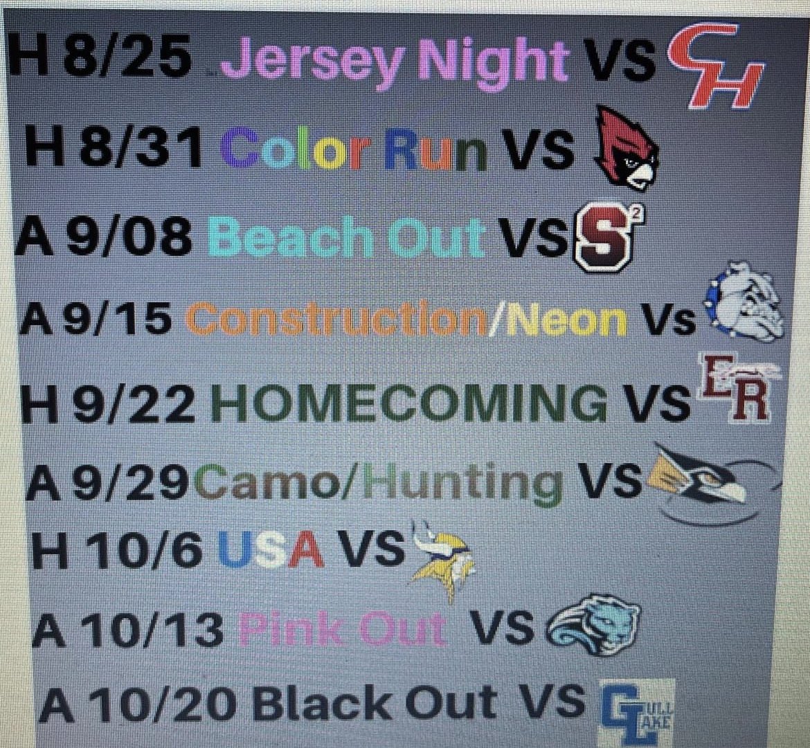 Football student section themes for this fall! 🤩🦅<a href="/OlivetSports/">Go Eagles!</a>
