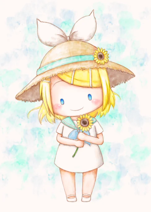 おはようございます夏色なリンちゃん描きました今日もよろしくお願いします。#鏡音リン #鏡音リンイラスト 