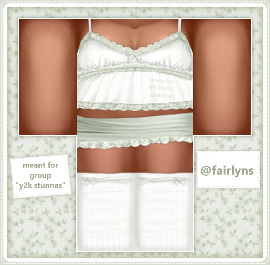 shopfairlyns's tweet photo. ‧.₊˚ ୨.୧  Pieces I made for the group "y2k stunnas"
┈ ┈ ┈ ┈ ┈ ┈ ┈ ┈ ┈ ┈ ┈ ┈ ┈ ┈ ┈ ┈
[ links ] : in the replies
>
@urperfectangel
Contact me on Discord for commissions. (fairlyns)
🌸 #Roblox #RobloxClothing https://t.co/mgj4a8lBE3
