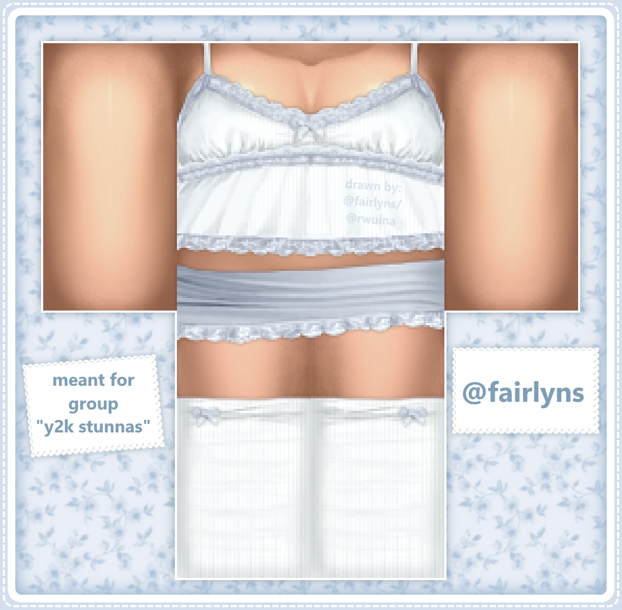 shopfairlyns's tweet photo. ‧.₊˚ ୨.୧  Pieces I made for the group "y2k stunnas"
┈ ┈ ┈ ┈ ┈ ┈ ┈ ┈ ┈ ┈ ┈ ┈ ┈ ┈ ┈ ┈
[ links ] : in the replies
>
@urperfectangel
Contact me on Discord for commissions. (fairlyns)
🌸 #Roblox #RobloxClothing https://t.co/mgj4a8lBE3
