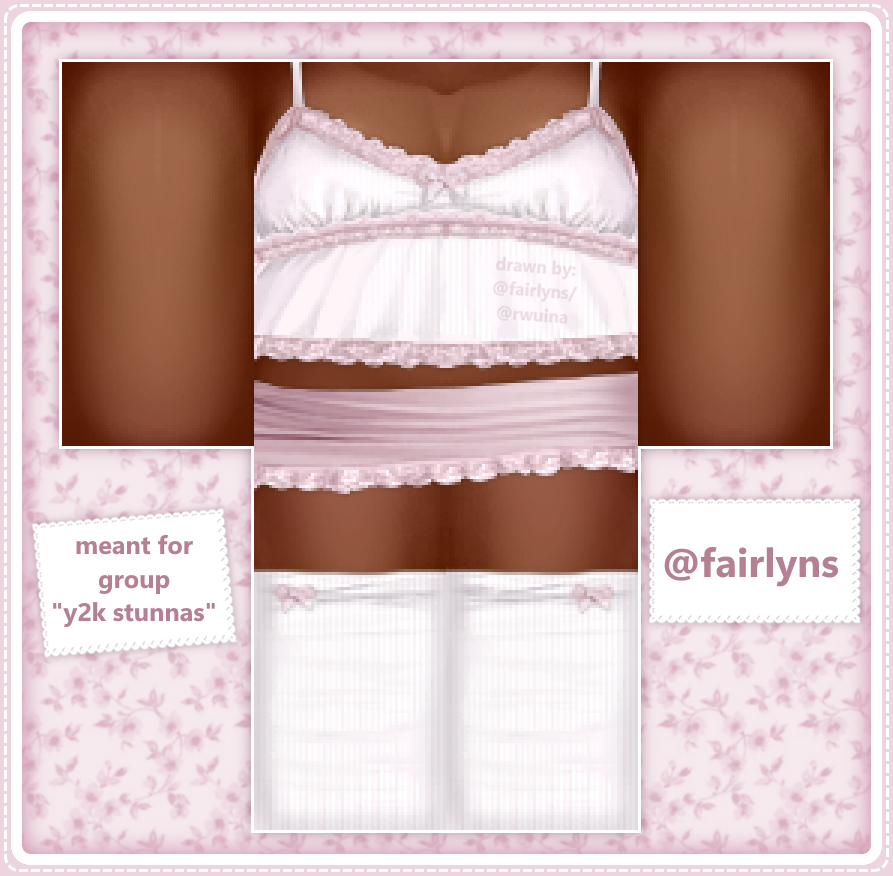 shopfairlyns's tweet photo. ‧.₊˚ ୨.୧  Pieces I made for the group "y2k stunnas"
┈ ┈ ┈ ┈ ┈ ┈ ┈ ┈ ┈ ┈ ┈ ┈ ┈ ┈ ┈ ┈
[ links ] : in the replies
>
@urperfectangel
Contact me on Discord for commissions. (fairlyns)
🌸 #Roblox #RobloxClothing https://t.co/mgj4a8lBE3