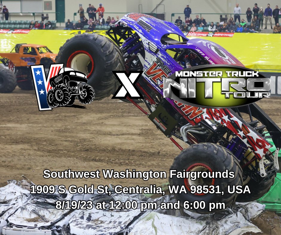 Another show this weekend at the Southwest Washington Fairgrounds with Monster X! Tickets + details below! monstertrucktour.com/nitro-tour-eve… #monsterjam #monstertruck #monstertrucks #monstertruckshow #show