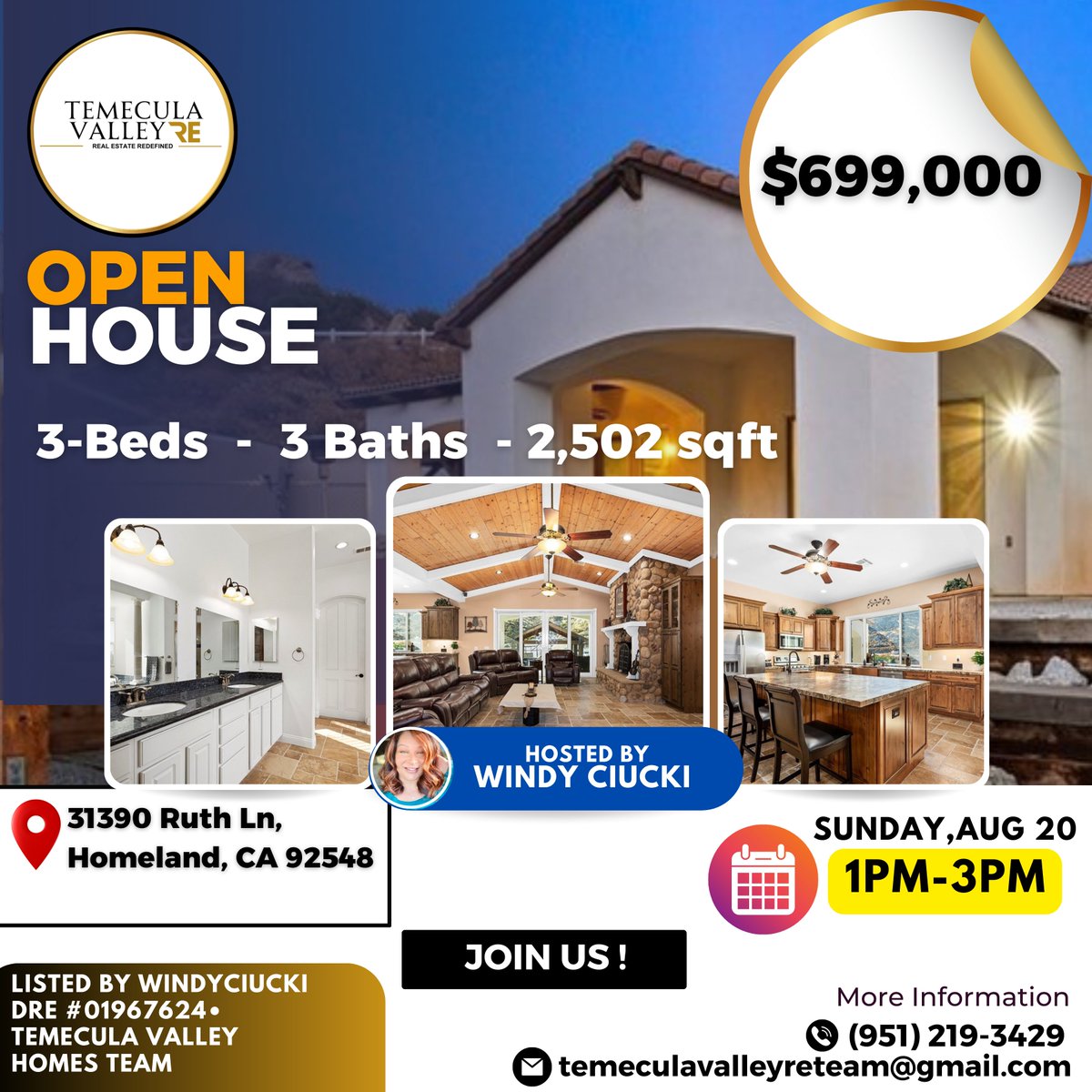 Temeculavalley7's tweet photo. 🏘️♥️OPEN HOUSE🏘️♥️
The Details:
📌3 Bedroom
📌3 Bath
📌2,502 Sq. F
📌6.67 Acres
📌Single family residence
This home is priced to sell and will not be on the market very long!
Listing Provided by:
Windy Ciucki DRE #01967624,
Temecula Valley Homes Team
temecula  #openhouse https://t.co/stiSr4lRXi