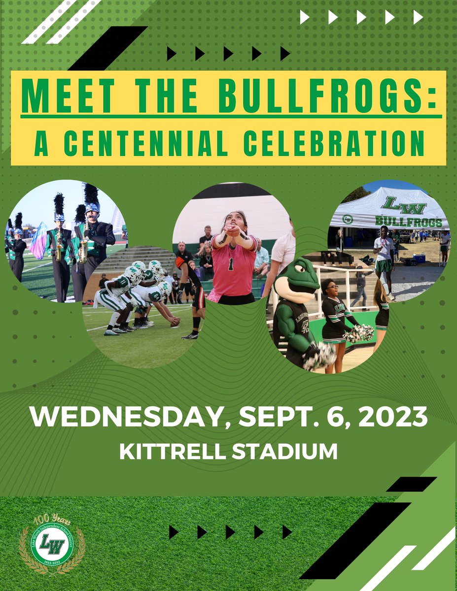LakeWorthISD's tweet photo. Meet the Bullfrogs Update: Due to tomorrow's excessive heat warning, LWISD has decided to reschedule the event to Wed., Sept. 6. A time will be announced early next week. We look forward to recognizing our Bullfrog fall sports teams and celebrating 100 years of excellence! https://t.co/cARz50jgvj