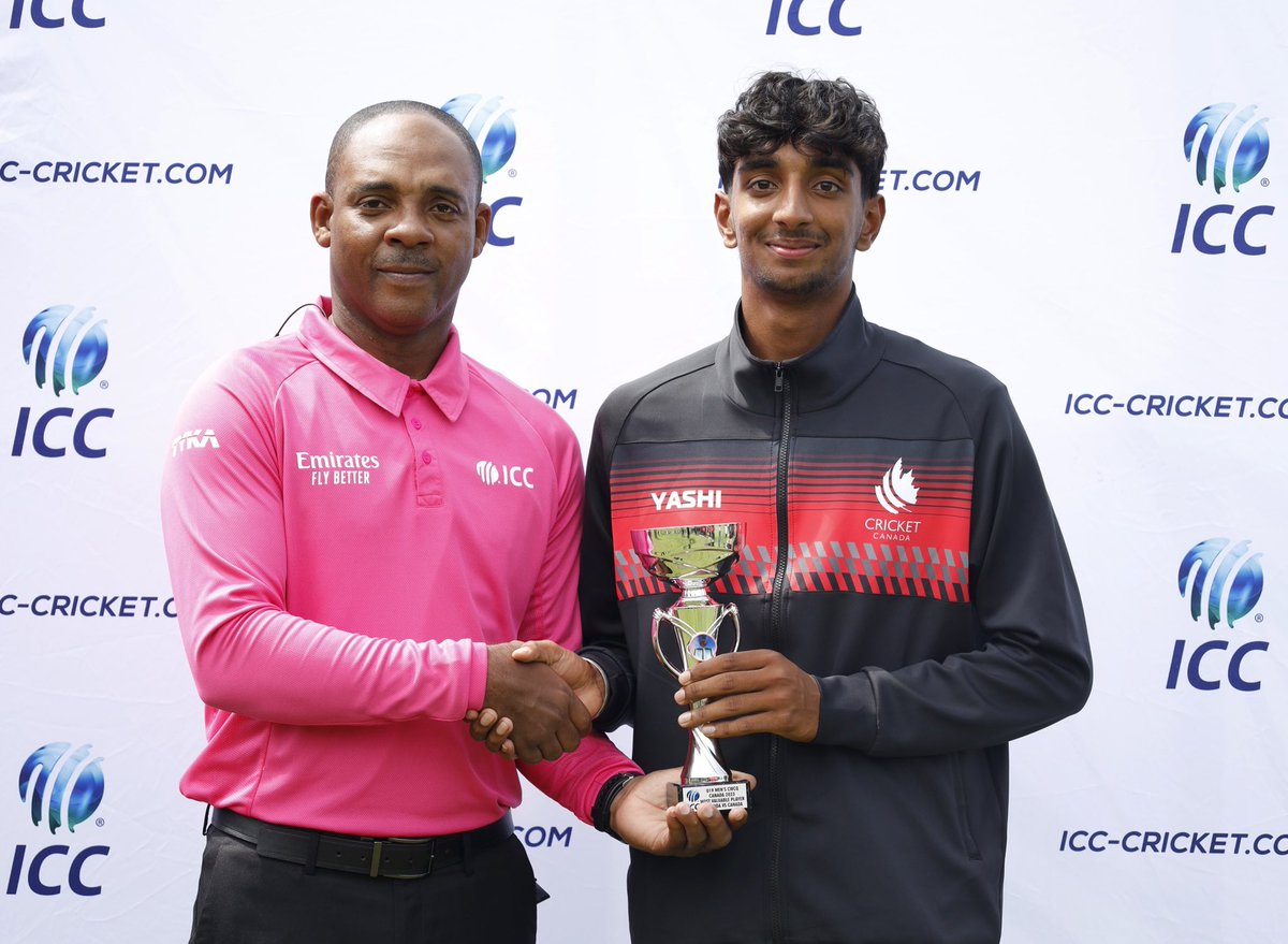 canadiancricket's tweet photo. Congratulations to Yuvraj Hundal for getting the Player of the Match award as he took 3 wickets and gave just 17 runs in his spell of 7 overs against Team Bermuda π
#cricketcanada #icc #canvsber #u19 https://t.co/mN7KUS3UFV