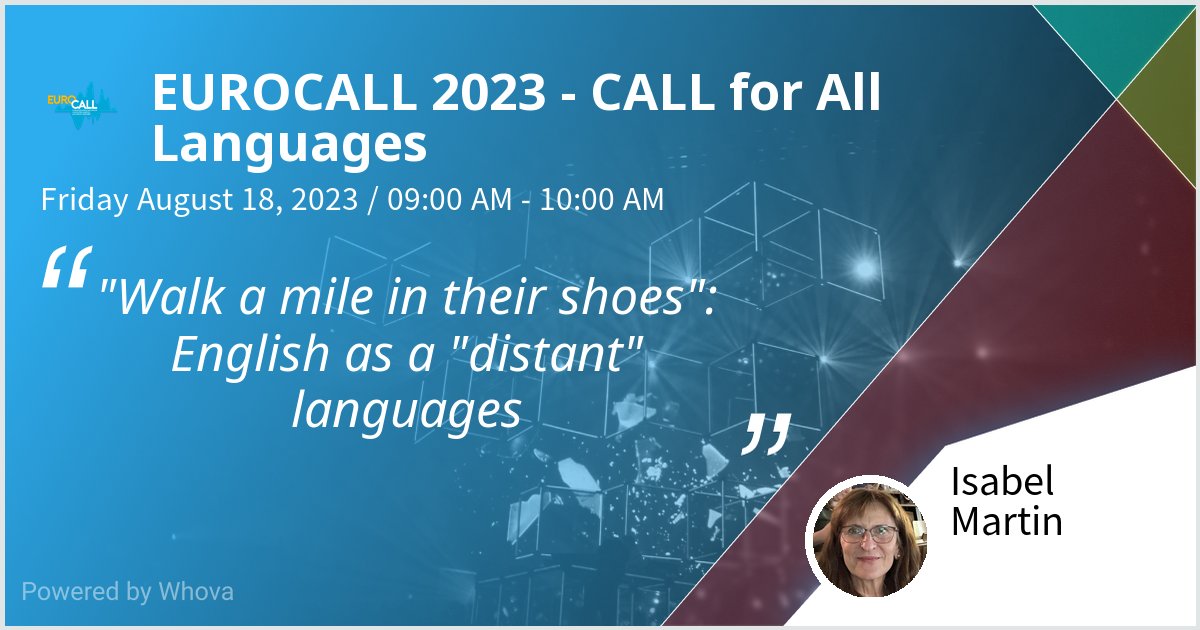 Rescheduled workshop ''Walk a mile in their shoes': English as a 'distant' language' at #eurocall2023 now on Friday, 18 August, 9-10 a.m. in session 47 (room 008) #thelaosexperience #decoloniality #LanguageTeaching #phkarlsruhe @EurocallLang