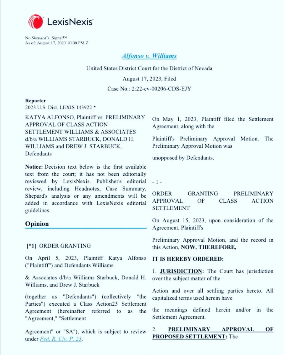 kazlglawyer's tweet image. Very proud @VegasDebtAtty for getting this settlement preliminarily approved by the Hon. Cristina D Silva in the US Dist. Court for the district of Nevada. Great day for consumers #KLG  #Thursday  #Nevada #USDistrictCourt #LasVegas #FederalCourt #Fdcpa #RFDCPA @Kazerouni_Law