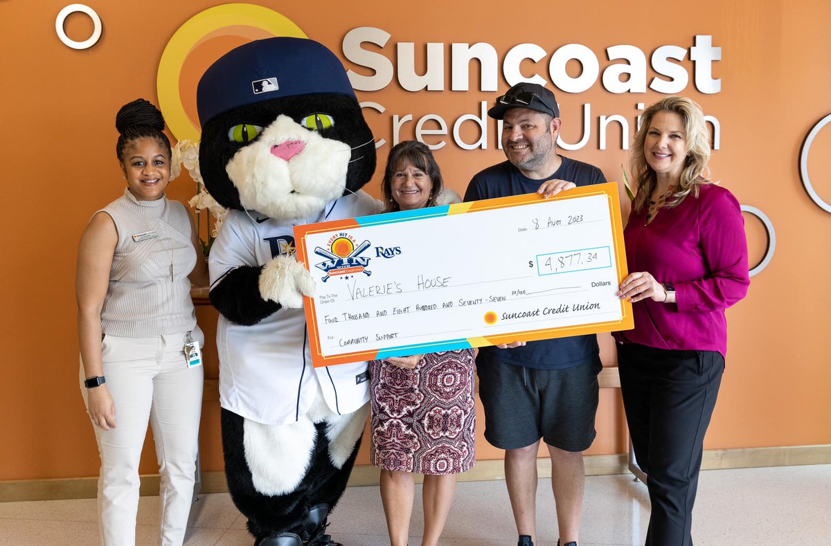 valerieshousefl's tweet photo. Every Hit Is A Win For Valerie's House! ⚾
Thank you to @SuncoastCU for selecting Valerie's House to participate in the Every Hit is a Win program featuring @RaysBaseball.
---
#SuncoastCreditUnion #Tampa #TampaBayRays #ValeriesHouse #ThankYou https://t.co/YdQmuzJJtL