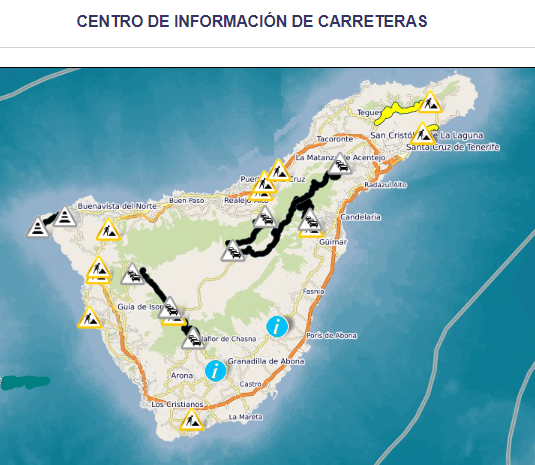 Desde hoy a las 18:00 horas han quedado cortado todos los accesos al Parque Nacional del Teide.
Más inform. sobre el estado de las carreteras en el Centro de Información de Carreteras del Cabildo Insular de Tenerife en su web cic.tenerife.es/e-Traffic3/Con… 900210131 #IFArafoCandelaria