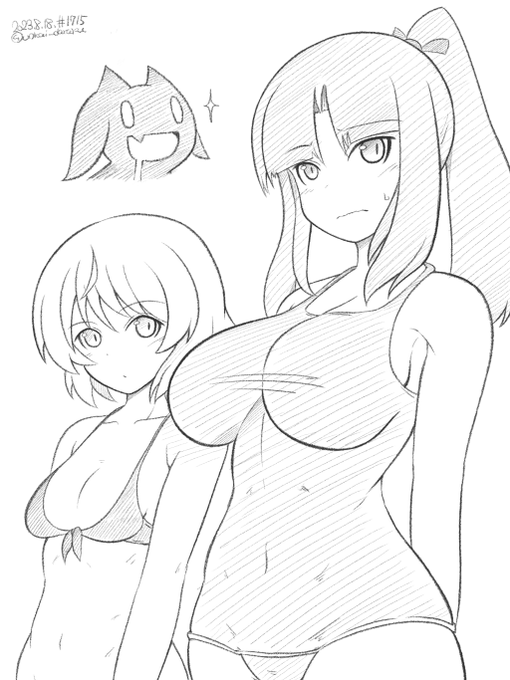 今日 誕生日の2人と1匹を描きました。 