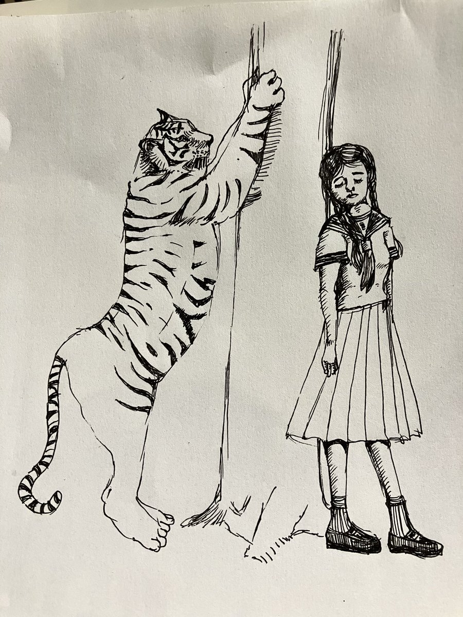 同い年フォロワーのかねやんさん(寅年)からのリクエストで虎を描き始めました。イモトさんの珍獣ハンター的な写真が何だか良かったのでヒントにさせて頂きました。 