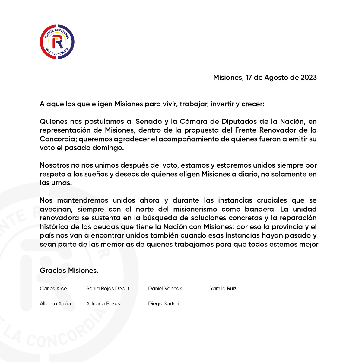 Frente Renovador de la Concordia (@frdelaconcordia) on Twitter photo 