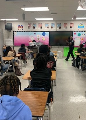 DrFeWilliams007's tweet photo. Thank you, Officer Tyasia Brown Washington, for sharing some wisdom with our 8th grade students. She is a 2018 graduate of Lake Marion High School and works for St. Matthew's Police Department. We love and appreciate you! Keep making OCSD proud! https://t.co/Ad2mq8r7il