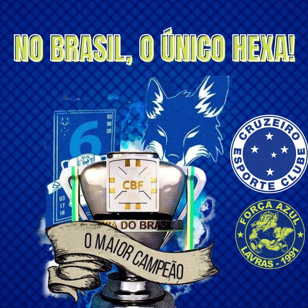 forcaazullavras's tweet photo. Mais uma edição da @CopaDoBrasilCBF chegando na reta final e já garantimos por +1 ano a soberania de ser #OMaiorCampeão da Competição 🏆🏆🏆🏆🏆🏆🔵🦊
#hexasóocruzeiro #FalLavras #amaiordosuldeminas #Cruzeiro https://t.co/TgrGC8xgwS