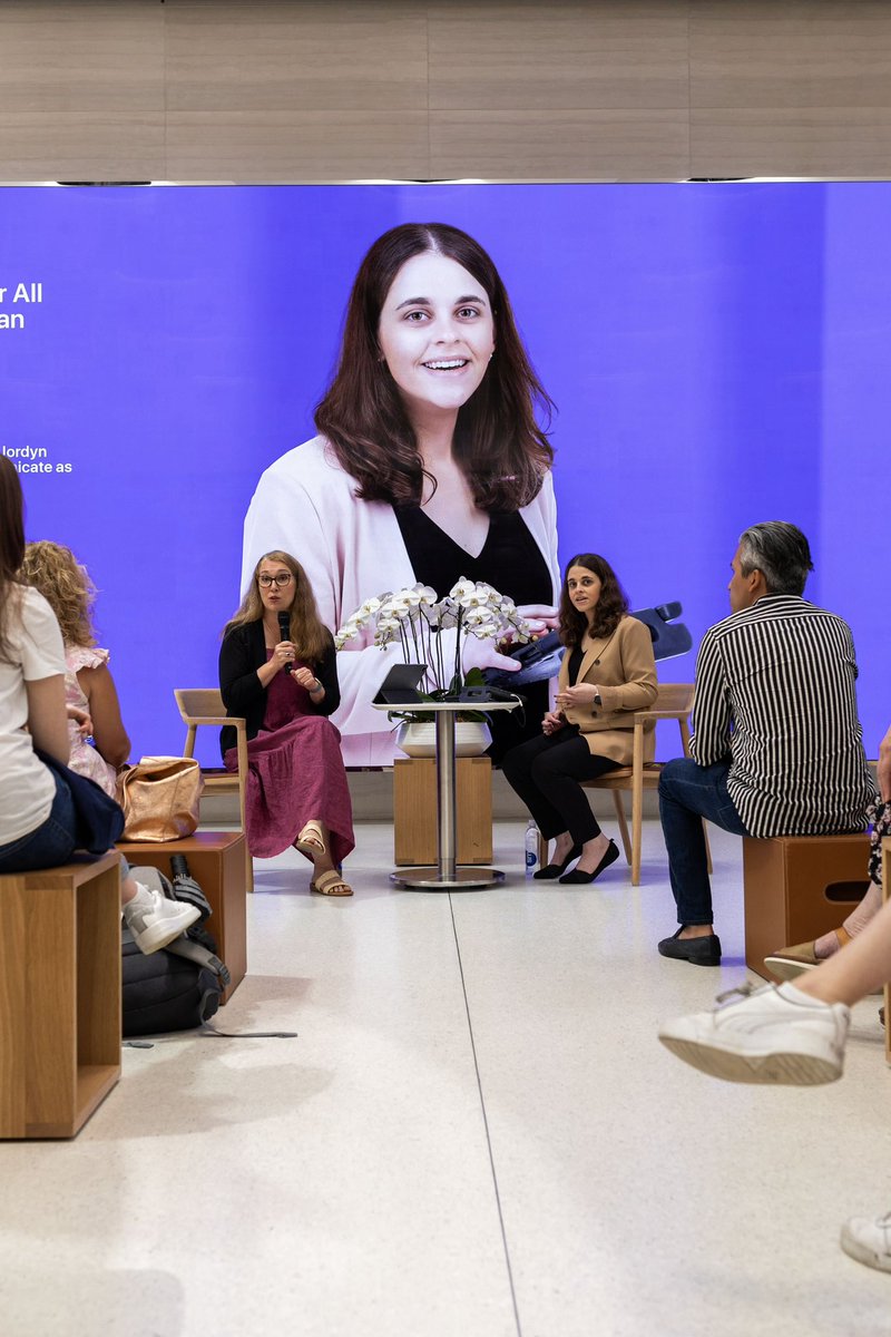 jordynbzim's tweet photo. As a nonspeaking student and now educator, iPad enables me to learn and be heard. Thank you, @Apple, for hosting me at Apple Fifth Avenue to share my story and thoughts on approaching the school year in inclusive, innovative ways. #TodayAtApple https://t.co/UldNZUpgC0