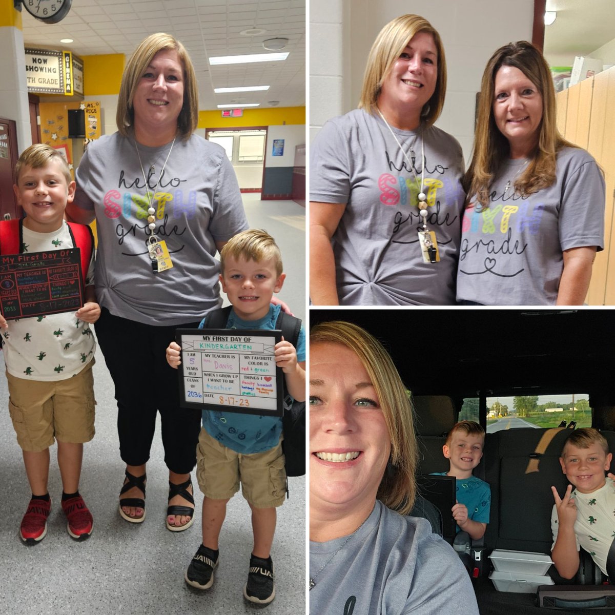 JodiBeals's tweet photo. 🍎First Day of School 2023🍎 Evan - 3rd, Owen - Kindergarten and mom - year 17 at Edgerton! #blessed https://t.co/ZzR65Z8BEb