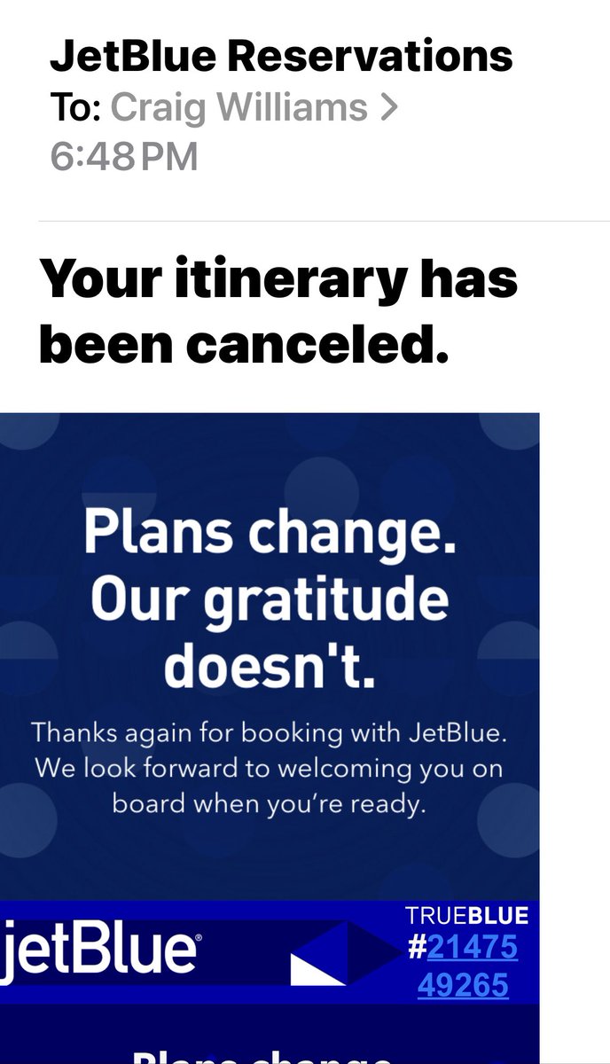 Craig4ccccs's tweet photo. @JetBlue FU You have ruined 4 months of planning. https://t.co/Yy2KkkZ7N5