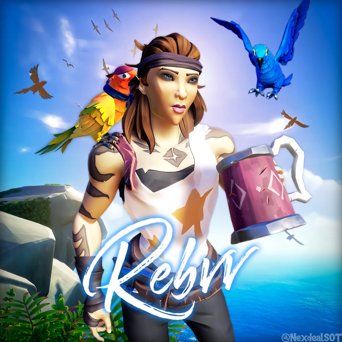 Portrait for my friend <a href="/Rebvv_T/">reb</a>  ! 💖
The second winner of the draw ! 🏆
I had a lot of fun working on your beautiful pirate !🌸

<a href="/SeaOfThieves/">Sea of Thieves</a> #SeaOfThieves #BeMorePirate #VirtualPhotography